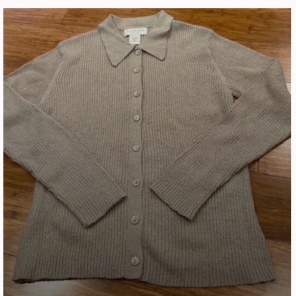 Express Taupe Ribbed Cardigan Sweater - Picture 1 of 3